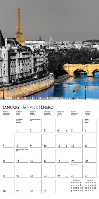 2024 Paris Glitz Wall Calendar