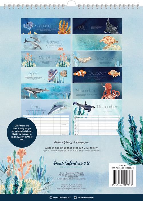 2024 Smart Calendar Family Organiser (Ocean Spiral) — Calendar Club