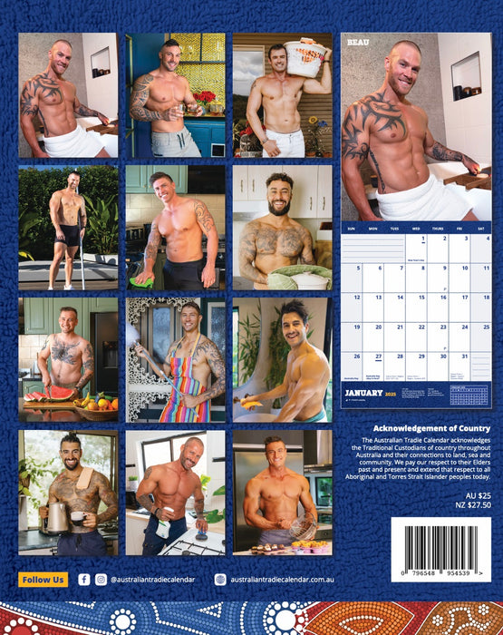 2025 Australian Tradie Housework Hunk Edition Wall Calendar