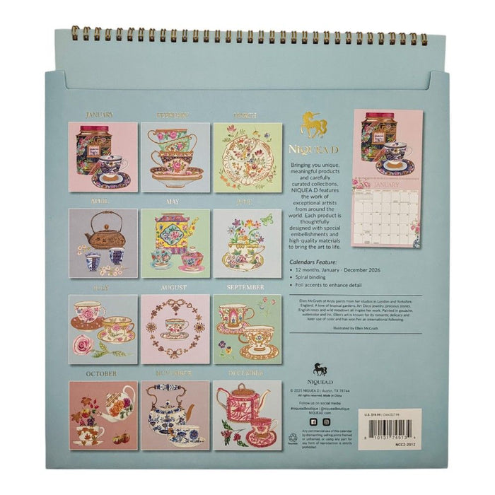 Teacups 2026 Square Wall Calendar