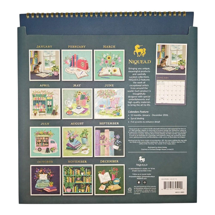 Book Lovers 2026 Square Wall Calendar
