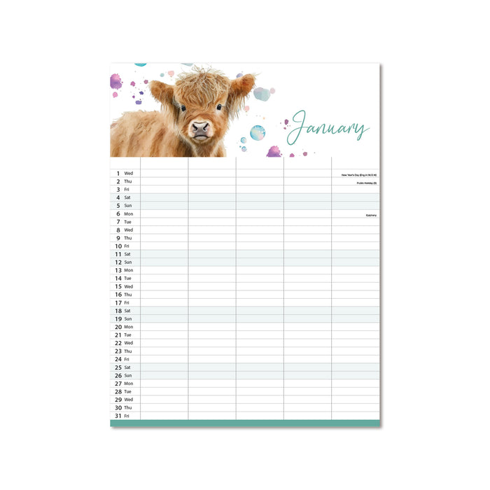 2025 Family Planner Animals Large Wall Calendar