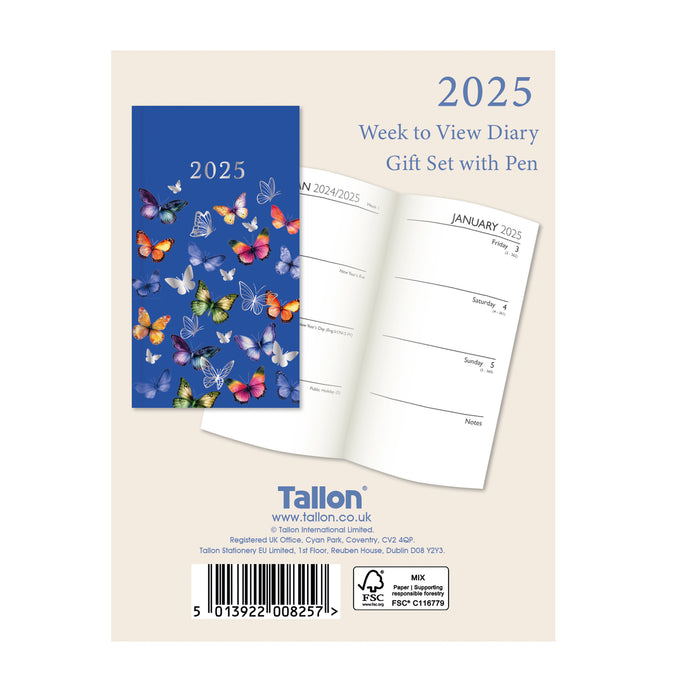 2025 Gift Set Diary Slim WTV with Pen Butterfly Diary