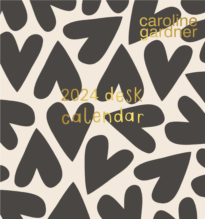 2024 Caroline Gardener: Hearts/Mixed Prints Desk Easel Calendar