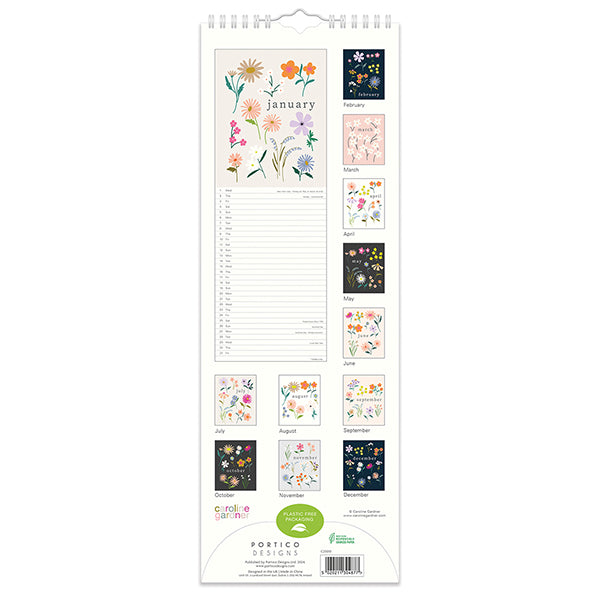 2025 CG Botanic Blooms Slimline Wall Calendar