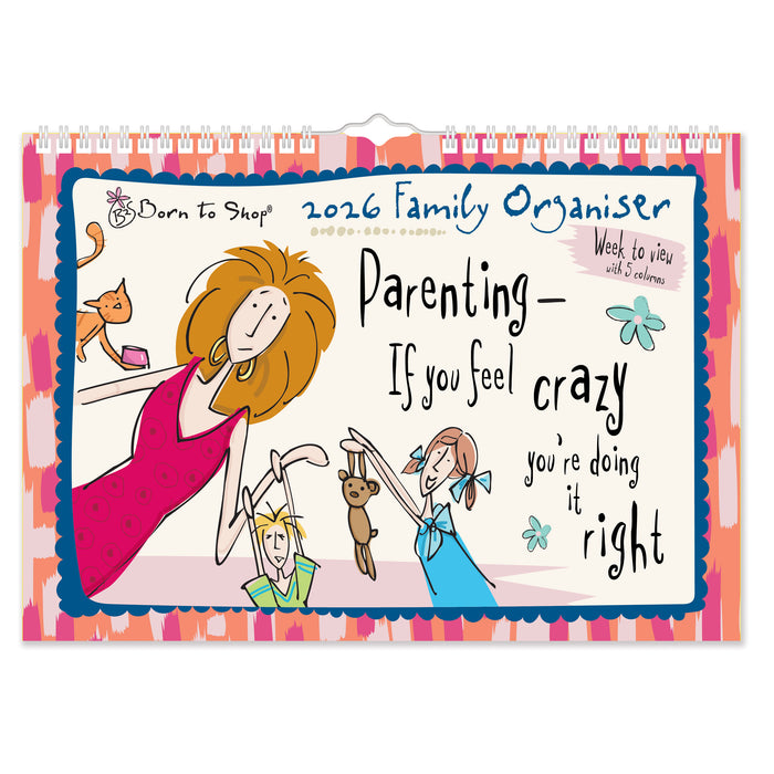 Born to Shop Family Calendar 2026 Large Wall Calendar