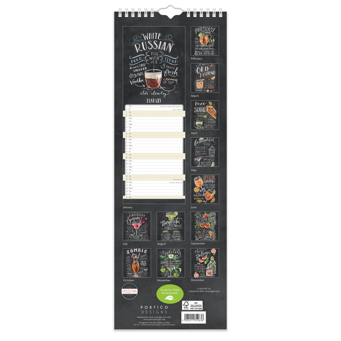 Lily and Val Cocktails 2026 Slimline Wall Calendar