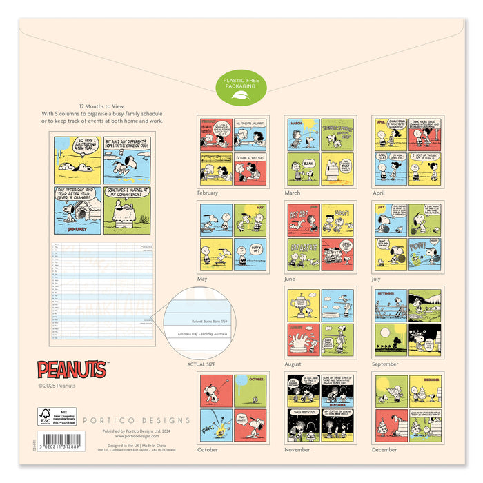 Peanuts Family Calendar 2026 Square Wall Calendar