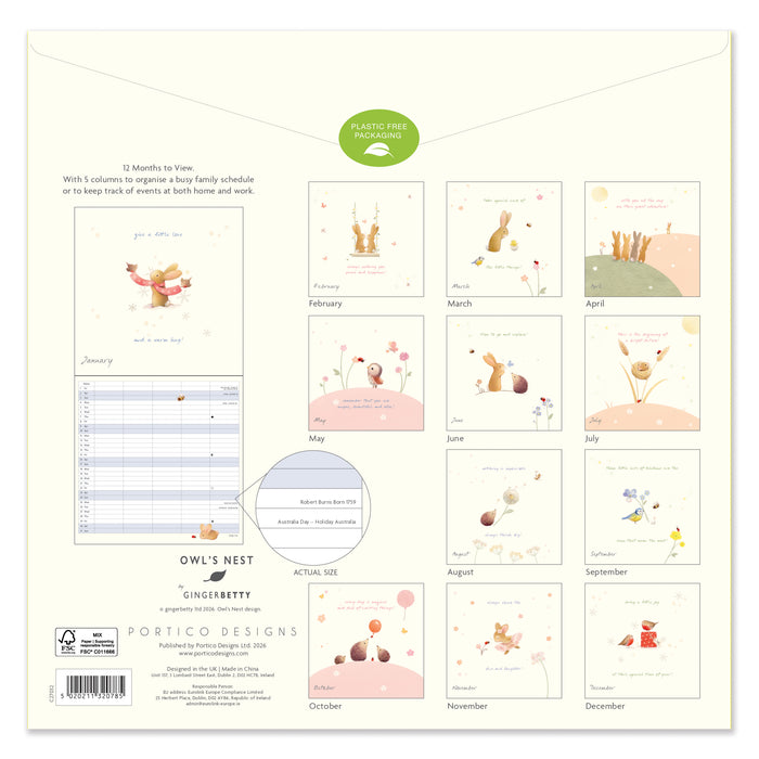 Ginger Betty Family Calendar 2027 Square Wall Calendar