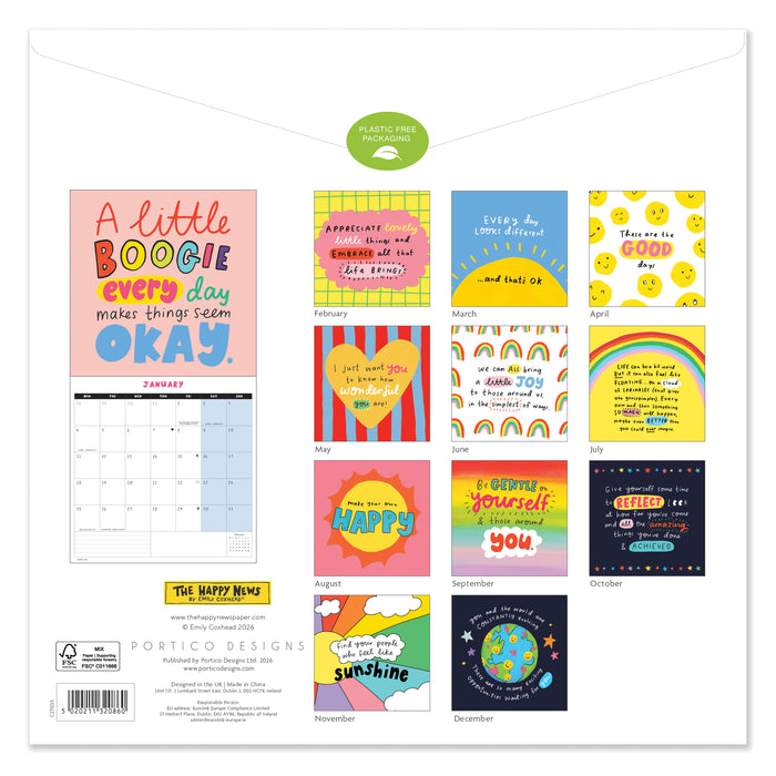 Happy News 2027 Square Wall Calendar