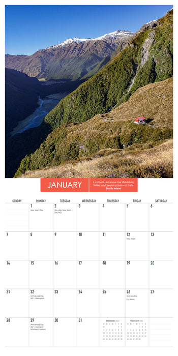 2024 New Zealand Off The Grid Mini Wall Calendar