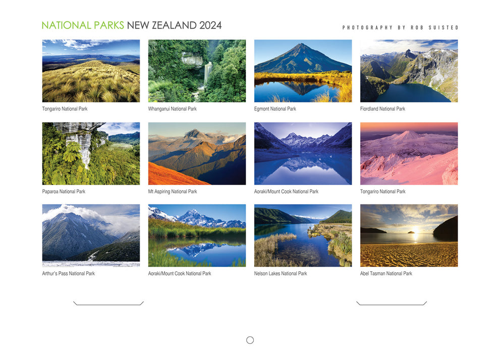 2024 New Zealand National Parks Wall Calendar