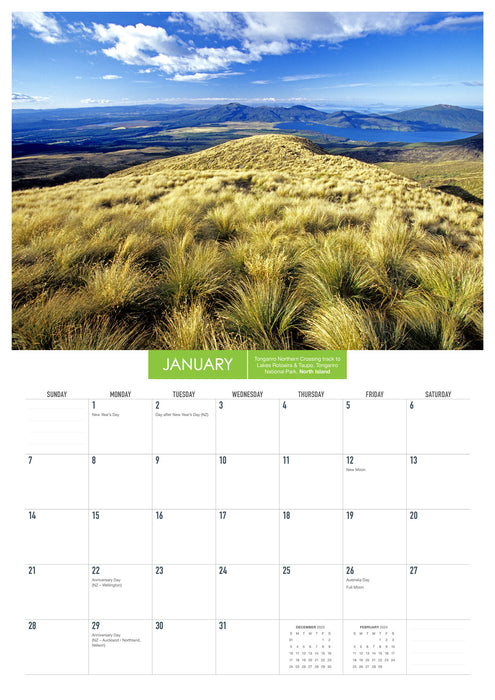 2024 New Zealand National Parks Wall Calendar
