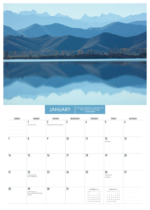 2024 New Zealand Reflections Wall Calendar
