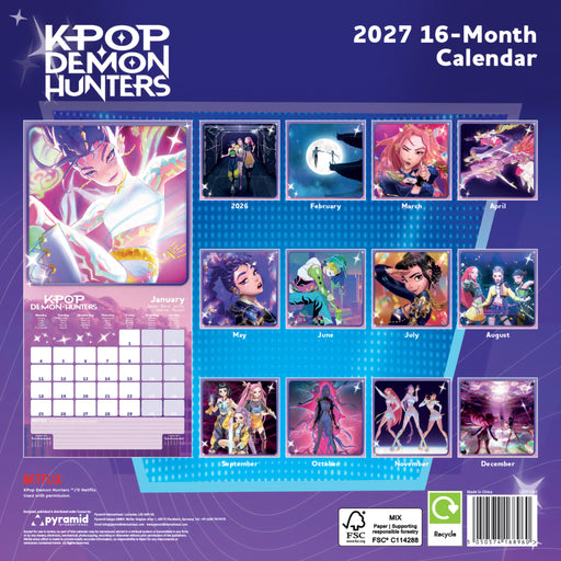 K Pop Demon Hunters 2027 Square Wall Calendar
