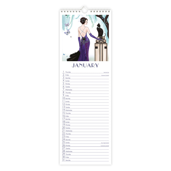 Claire Coxon Art Deco 2026 Slimline Wall Calendar