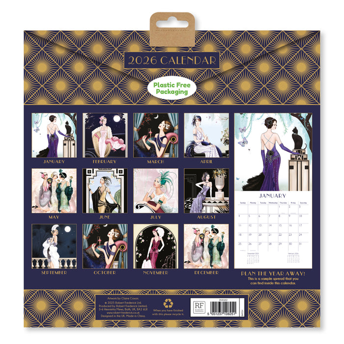 Claire Coxon Art Deco 2026 Square Wall Calendar