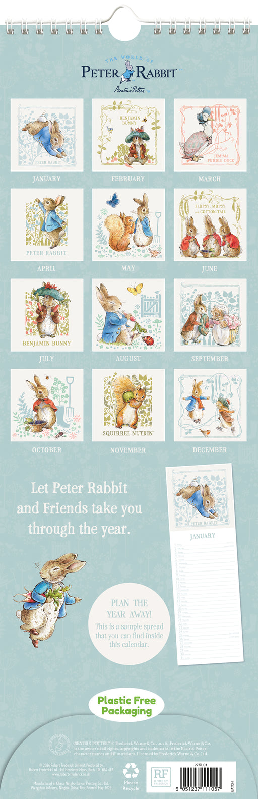 Peter Rabbit 2027 Slimline Wall Calendar