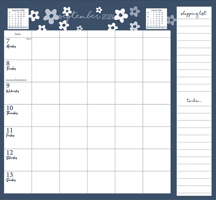 Bees and Flowers Week to View 2027 Square Wall Calendar