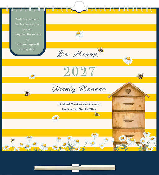 Bees and Flowers Week to View 2027 Square Wall Calendar