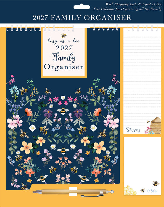 Bees and Flowers Family 2027 Large Wall Calendar