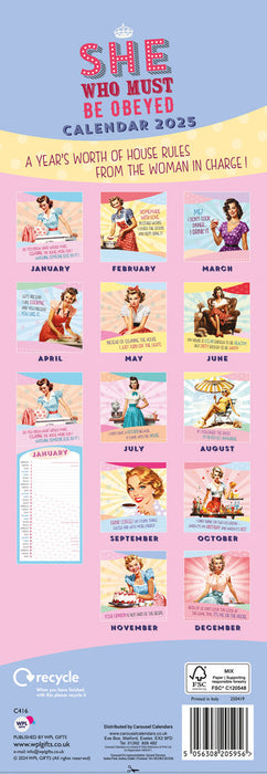 2025 She Who Must Be Obeyed Slimline Wall Calendar