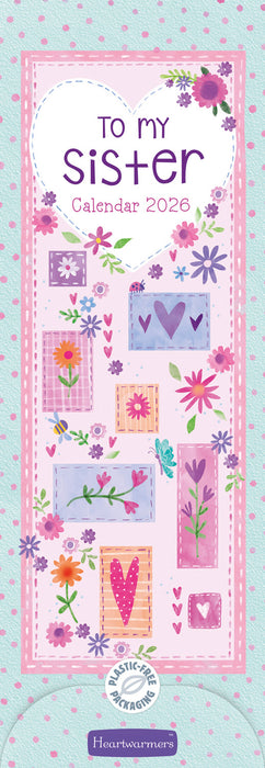 To My Sister 2026 Slimline Wall Calendar