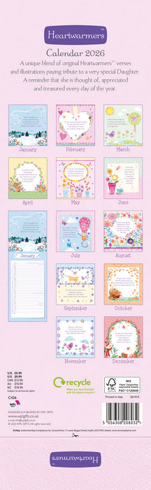 To My Daughter 2026 Slimline Wall Calendar