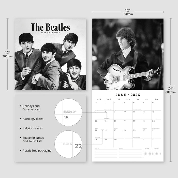 The Beatles 2026 Square Wall Calendar