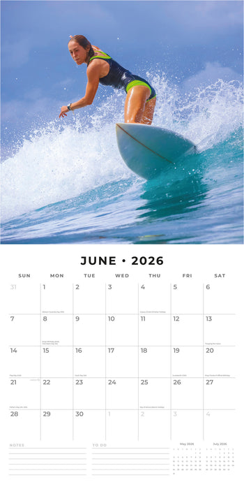 Surfing 2026 Square Wall Calendar