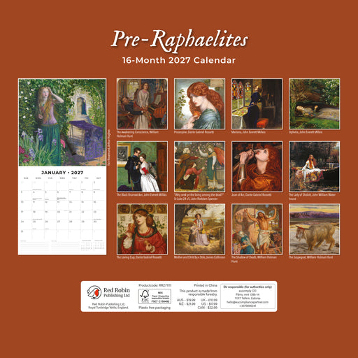 Pre-Raphaelites 2027 Square Wall Calendar