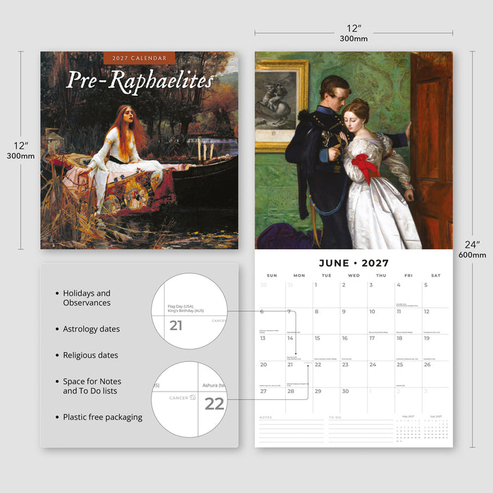 Pre-Raphaelites 2027 Square Wall Calendar