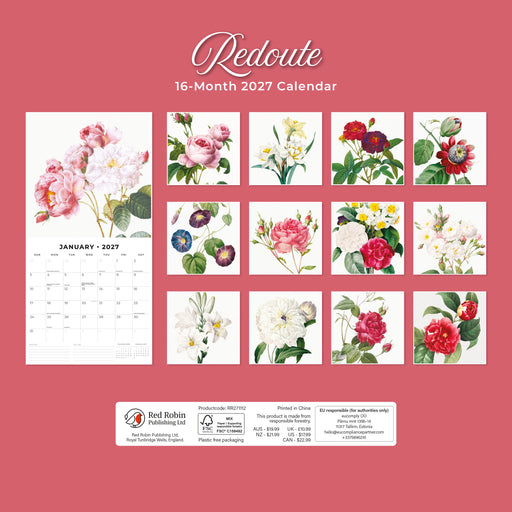 Redoute 2027 Square Wall Calendar