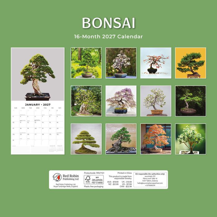 Bonsai 2027 Square Wall Calendar