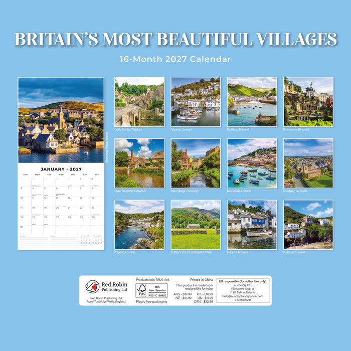Britain's Most Beautiful Villa 2027 Square Wall Calendar