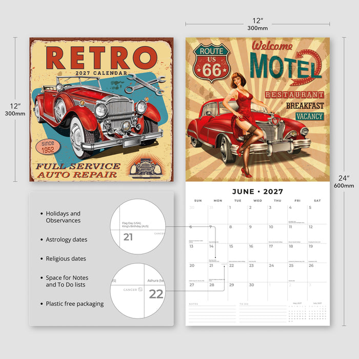 RETRO 2027 Square Wall Calendar