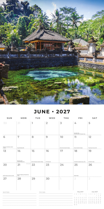 Bali 2027 Square Wall Calendar