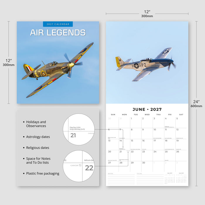 Air Legends 2027 Square Wall Calendar