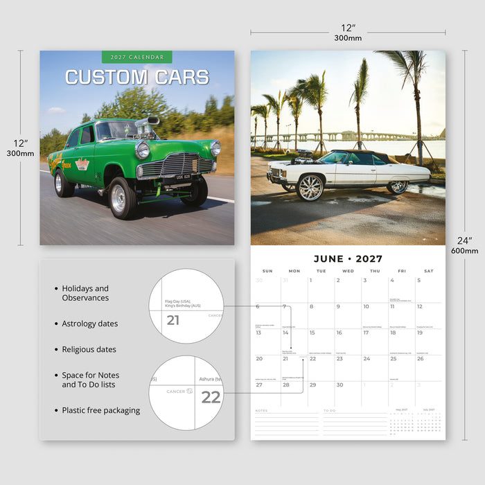 Custom Cars 2027 Square Wall Calendar