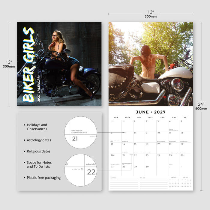 Biker Girls 2027 Square Wall Calendar