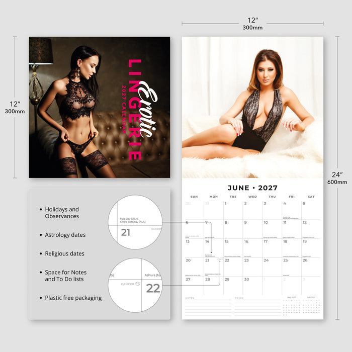 Erotic Lingerie 2027 Square Wall Calendar