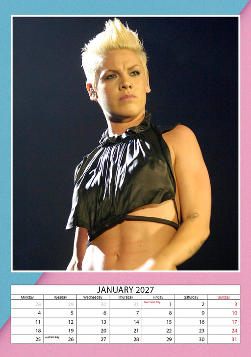 Pink 2027 A3 Wall Calendar