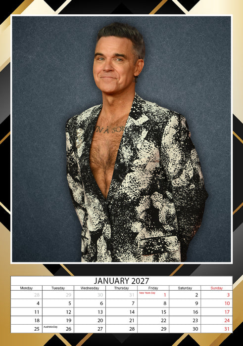 Robbie William 2027 A3 Wall Calendar
