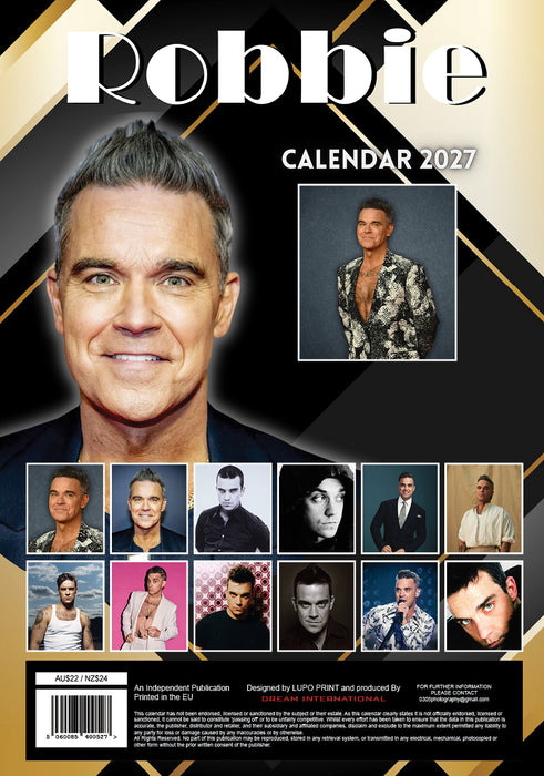 Robbie William 2027 A3 Wall Calendar