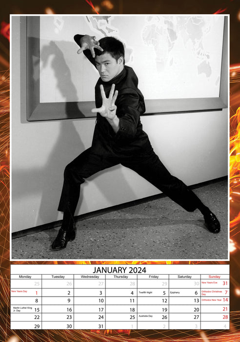 2024 Bruce Lee Large Wall Calendar