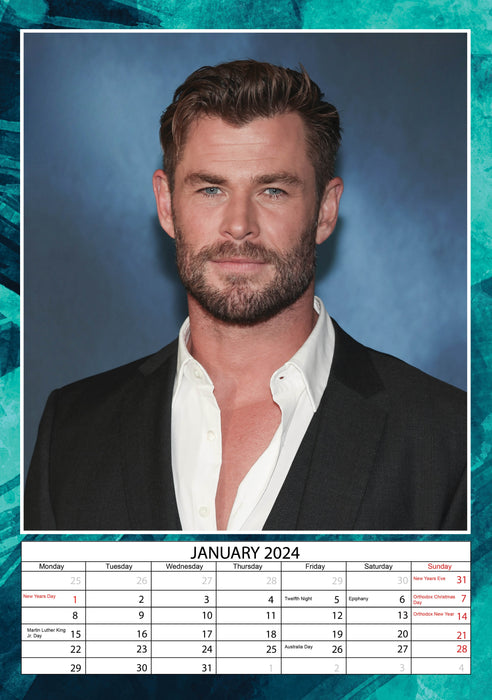2024 Chris Hemsworth Large Wall Calendar