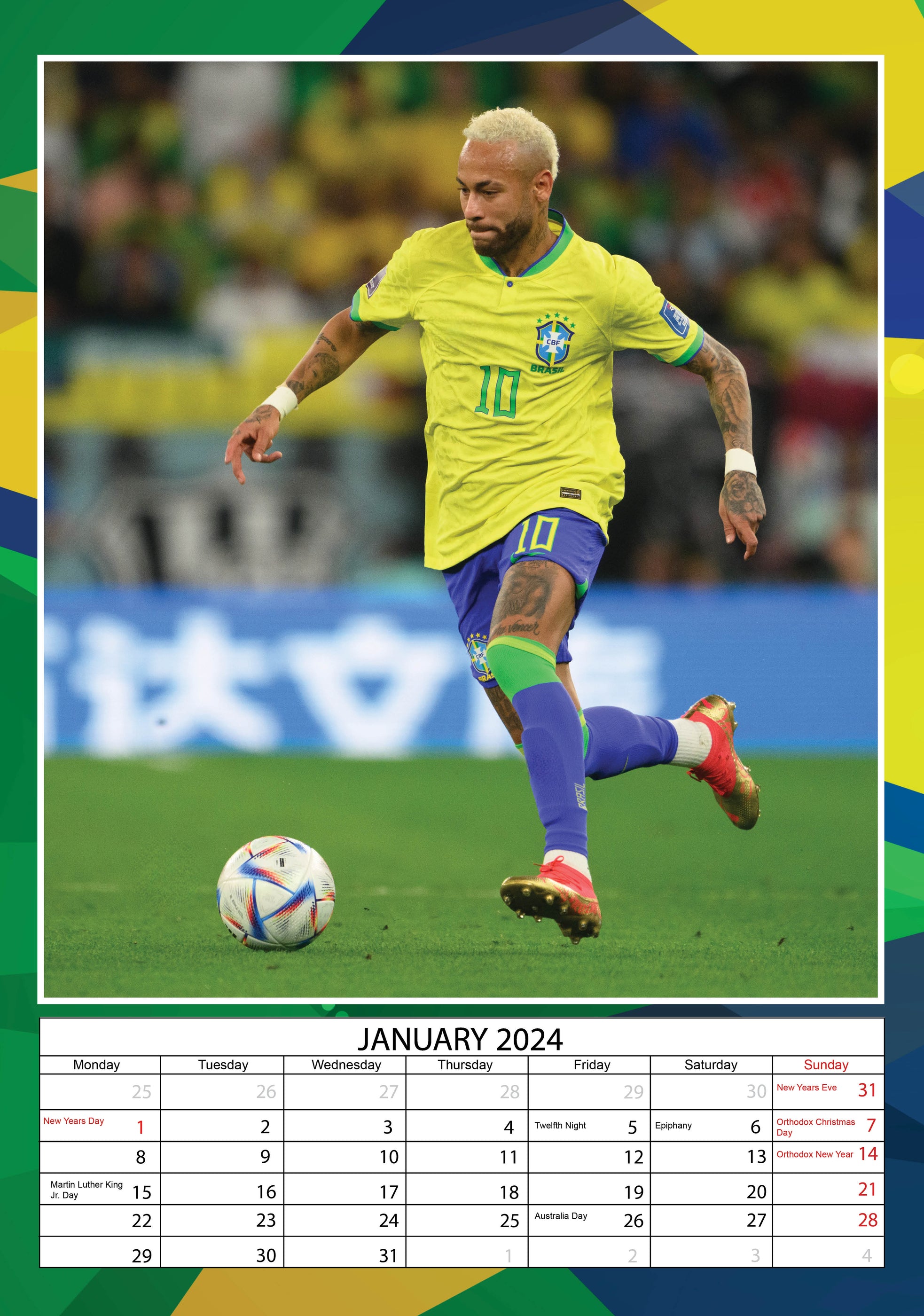 2024 Neymar Large Wall Calendar — Calendar Club