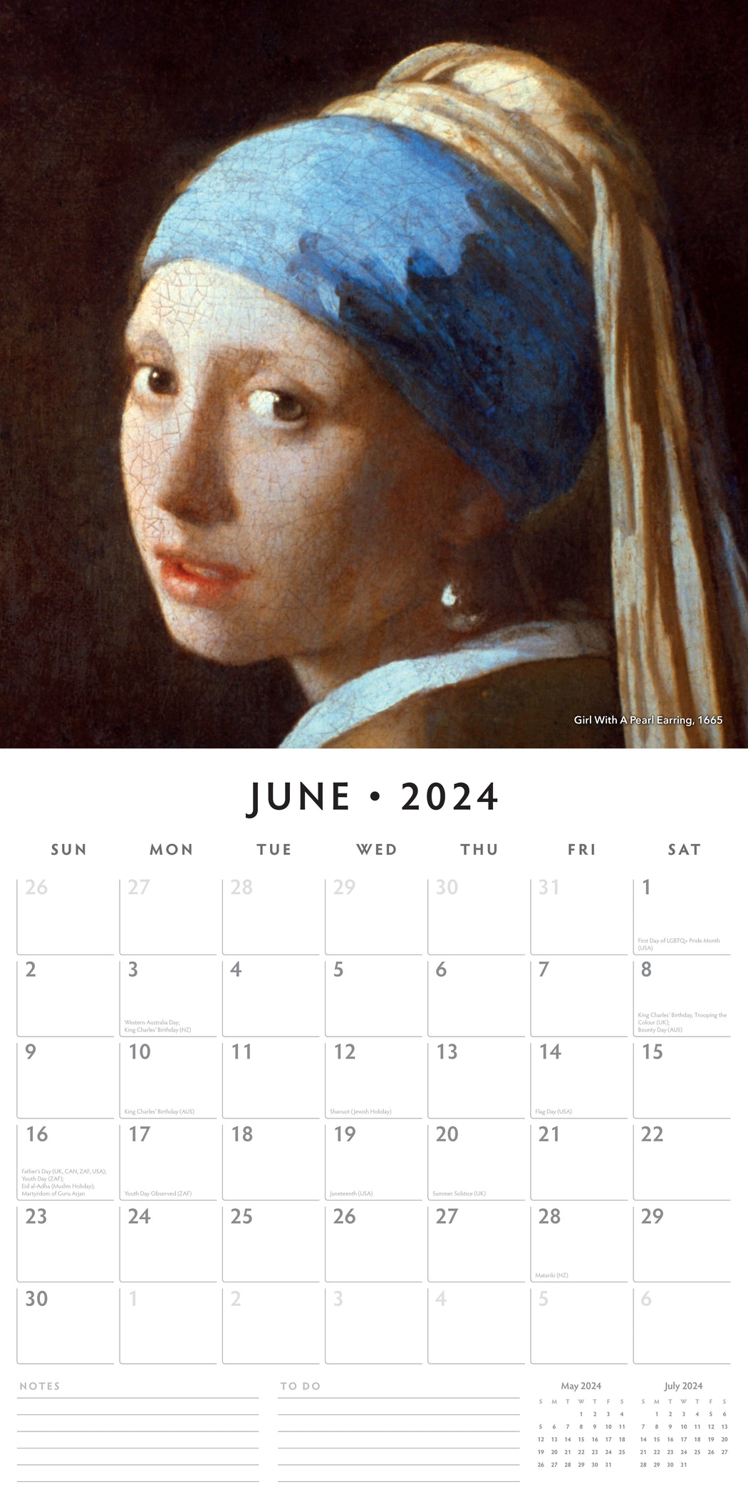 2024 Jan Vermeer Wall Calendar — Calendar Club