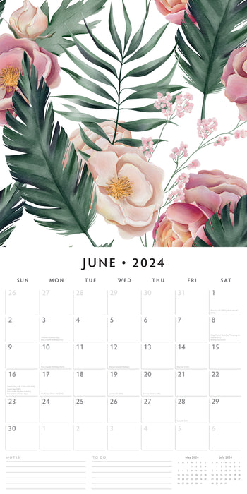 2024 Botanical Flowers Wall Calendar
