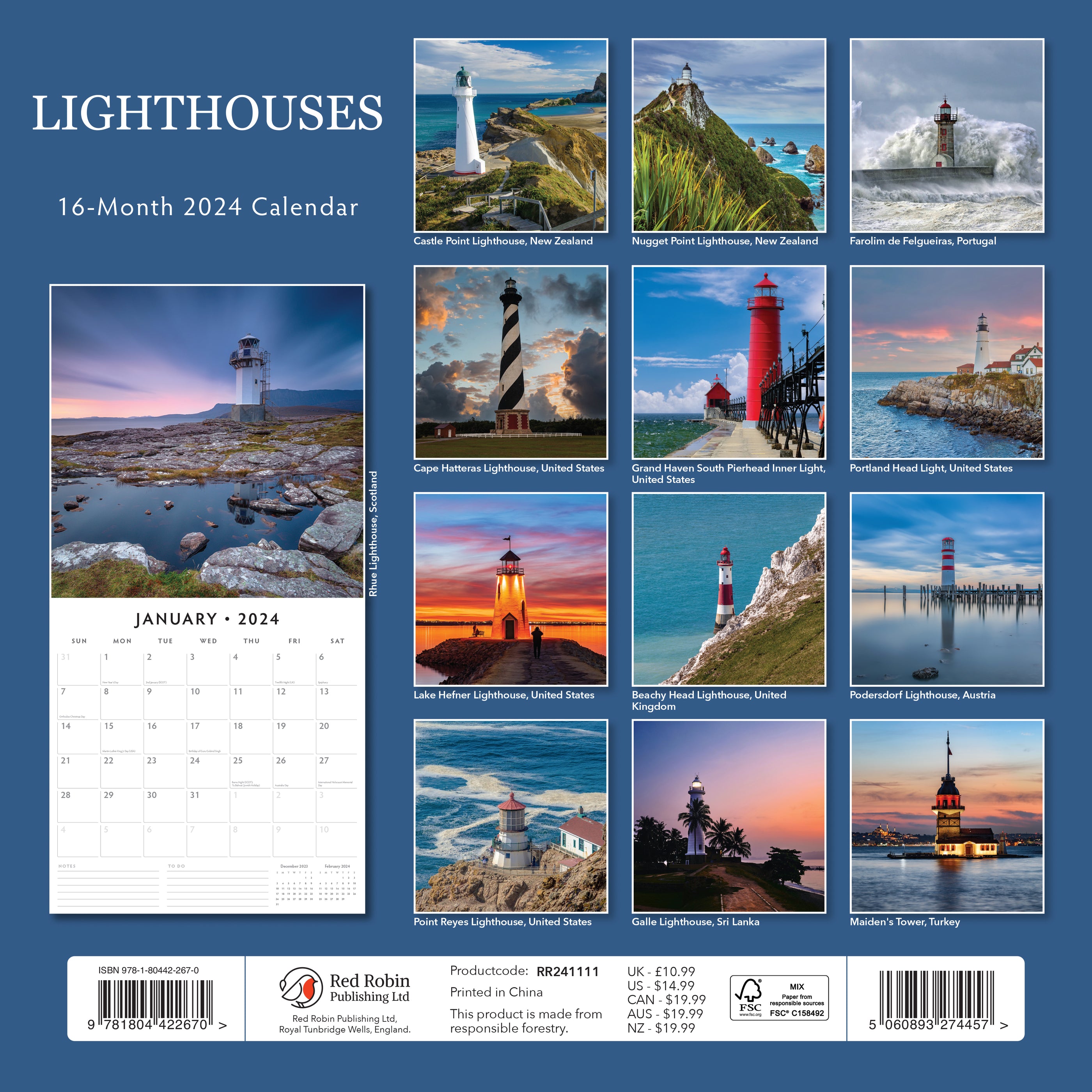2024 Lighthouses Wall Calendar — Calendar Club